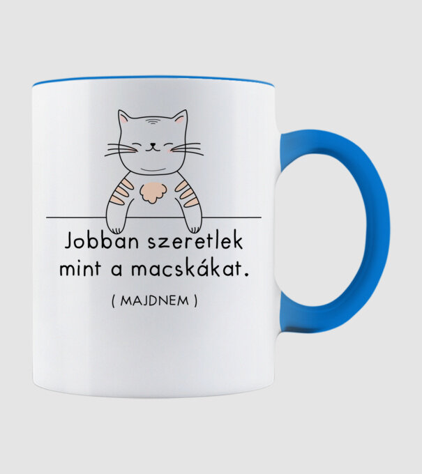 Jobban szeretlek mint a macskákat minta világoskék pólón