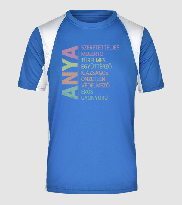 Anya minta királykék pólón