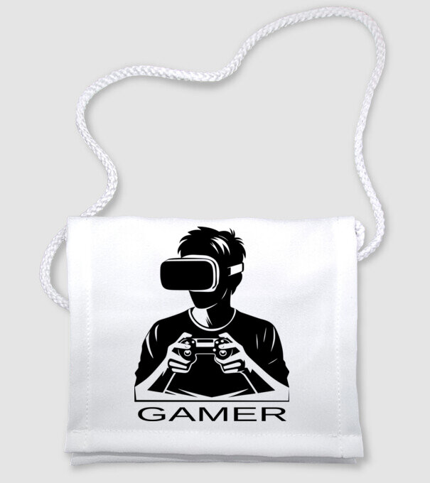 gamer minta fehér pólón
