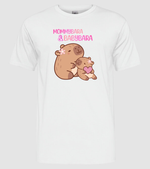 Anya-lánya Kapibara (Mommy Baby) minta fehér pólón