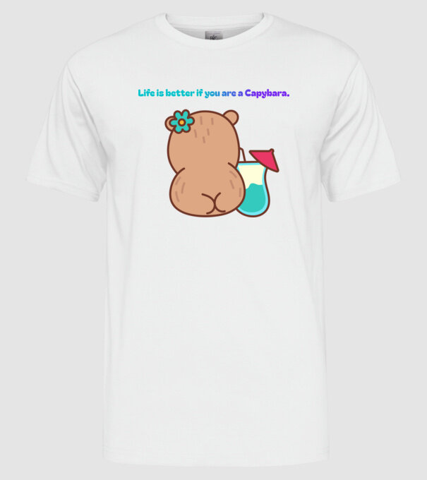 Life is better - capybara minta fehér pólón