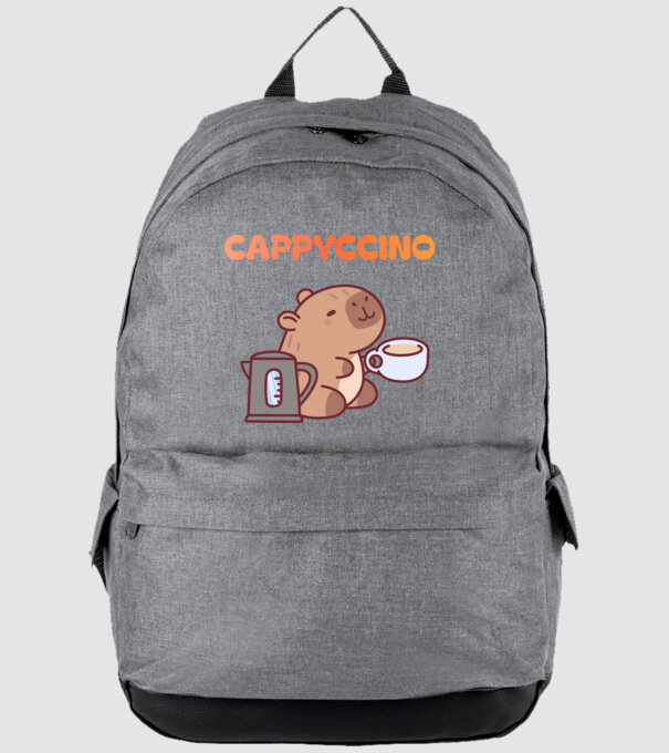 Cappyccino - kávézó Capybara minta szürke pólón