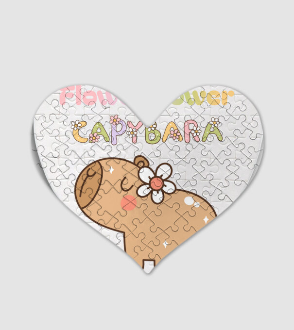 Flower Power - Hippi Capybara minta fehér pólón