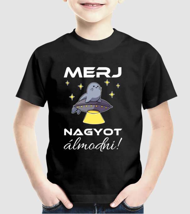 UFÓka - Merj nagyot álmodni! minta fekete pólón