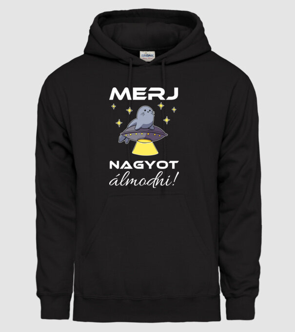 UFÓka - Merj nagyot álmodni! minta fekete pólón