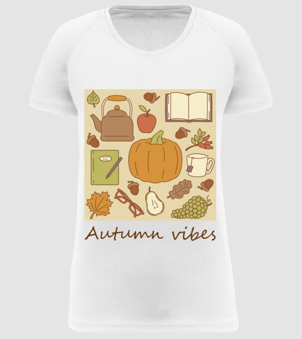 Autumn vibes barna minta fehér pólón