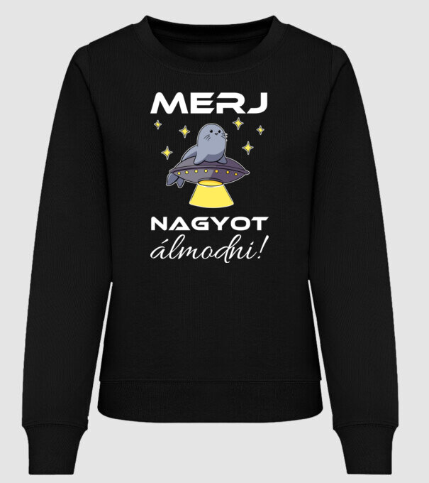 UFÓka - Merj nagyot álmodni! minta fekete pólón