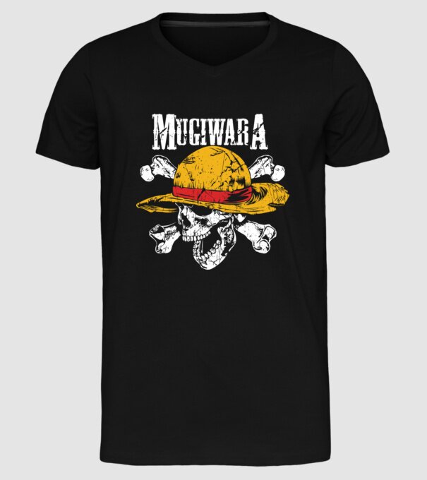 One Piece koponya minta fekete pólón