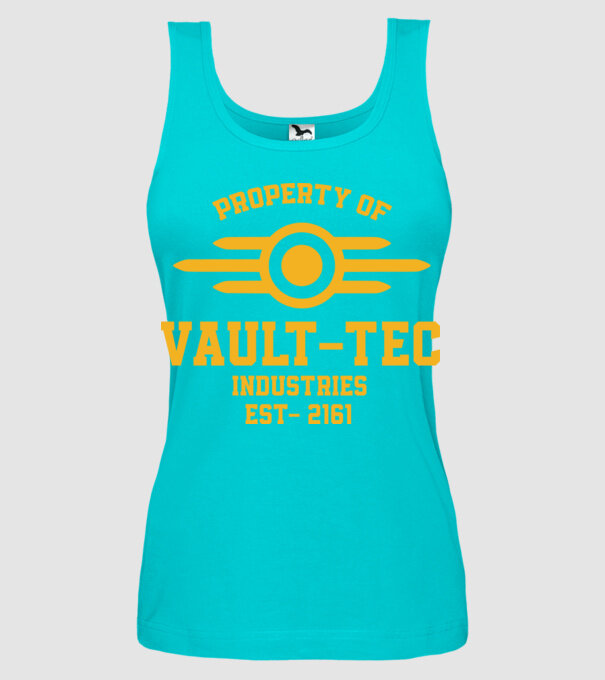 Fallout Vault - Tec logó minta türkiz pólón