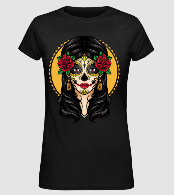 La Catrina 3 minta fekete pólón