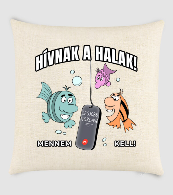 Hívnak a halak, mennem kell! minta homokszín pólón