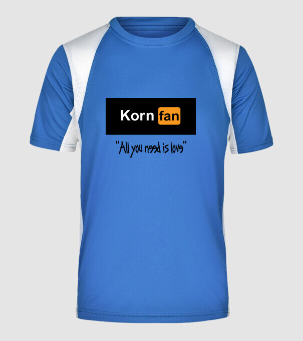Korn fan minta királykék pólón