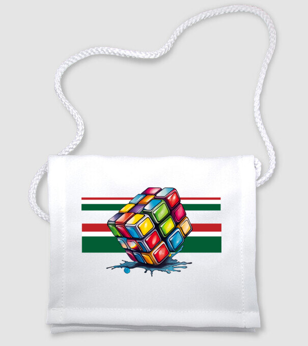 Rubik kocka nemzeti színekkel minta fehér pólón