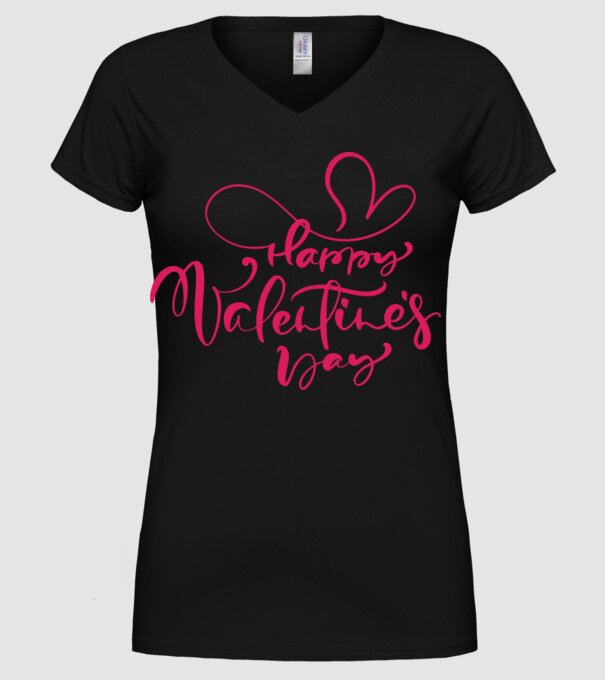 Happy Valentines day minta fekete pólón