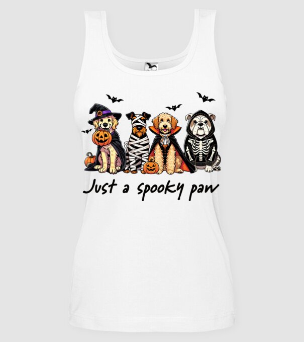 Halowen kutyák Just a spooky paw minta fehér pólón