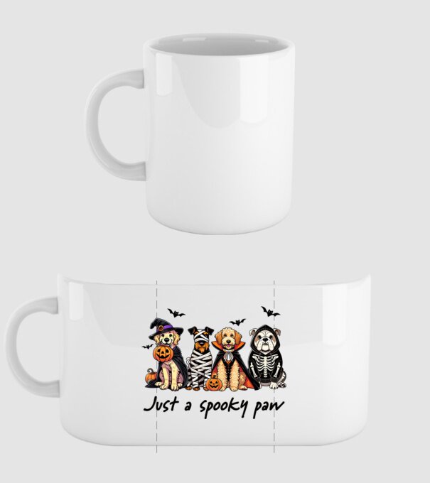 Halowen kutyák Just a spooky paw minta fehér pólón