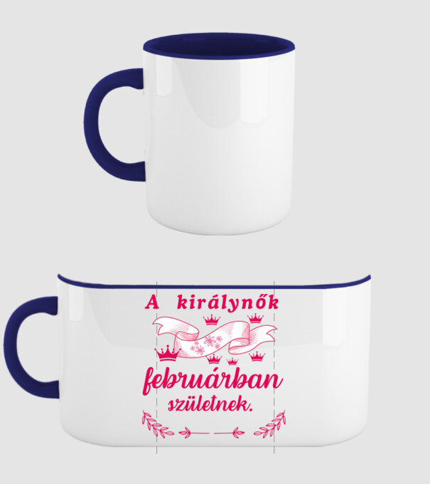 Szülinap királynők február  minta sötétkék pólón