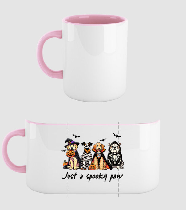 Halowen kutyák Just a spooky paw minta világos rózsaszín pólón