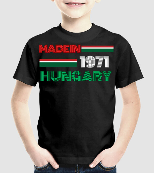 Szülinap retro 1971 piros fehér zöld minta fekete pólón