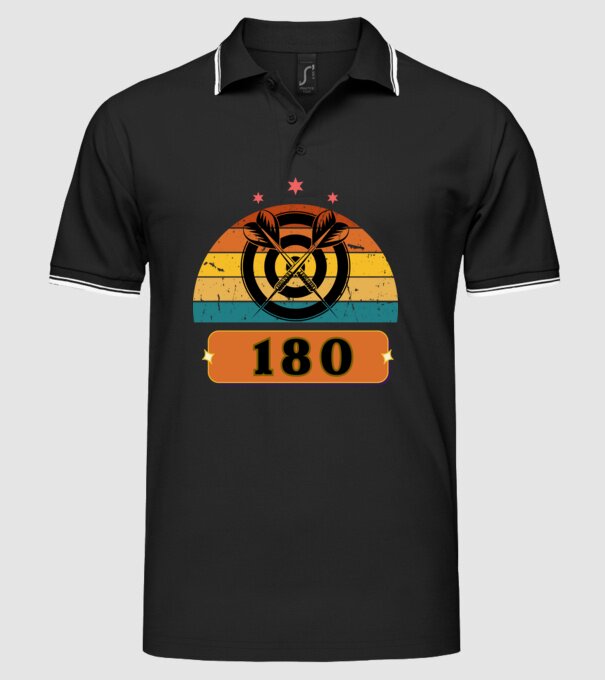 Darts 180 minta fekete pólón