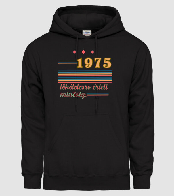 Szülinap retro 1975 minta fekete pólón