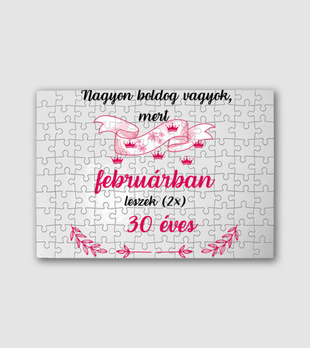 60. (2*30) szülinap  február minta fehér pólón