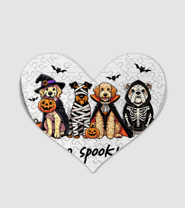 Halowen kutyák Just a spooky paw minta fehér pólón