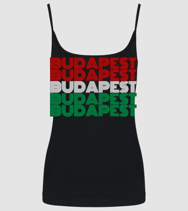 Budapest nemzeti színekkel minta fekete pólón