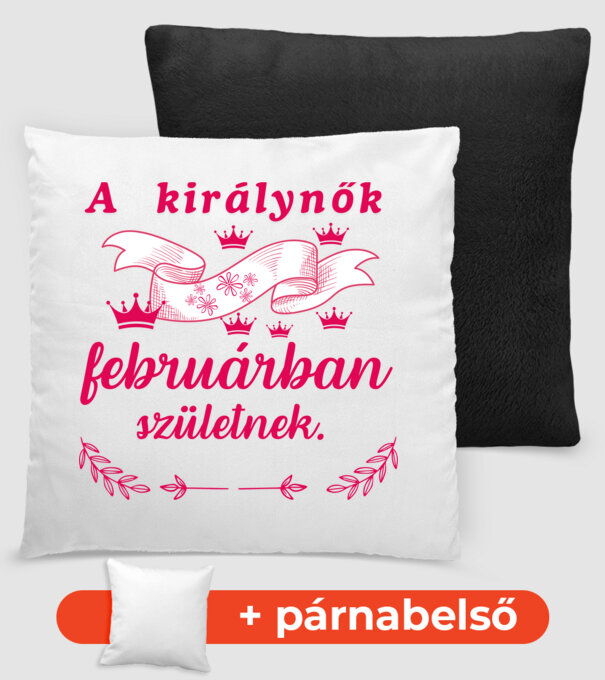 Szülinap királynők február minta fekete pólón