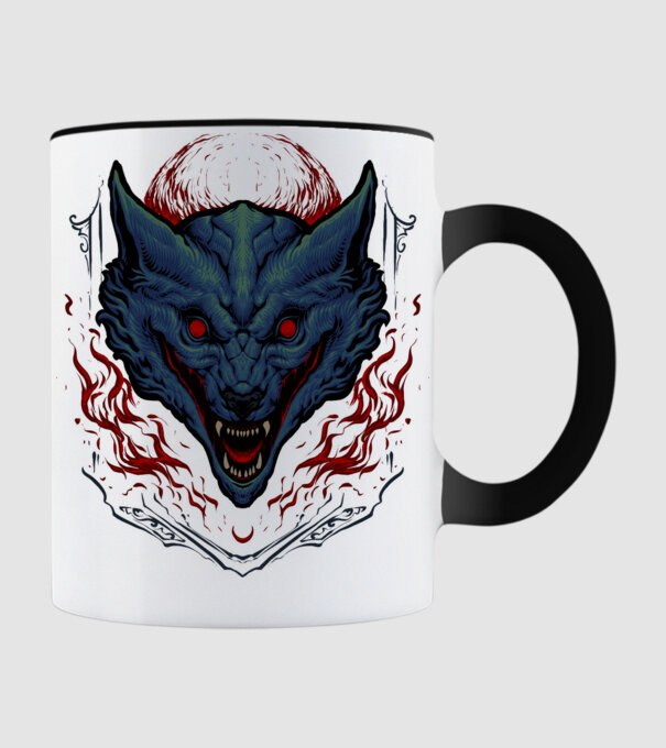 Wolf minta fekete pólón