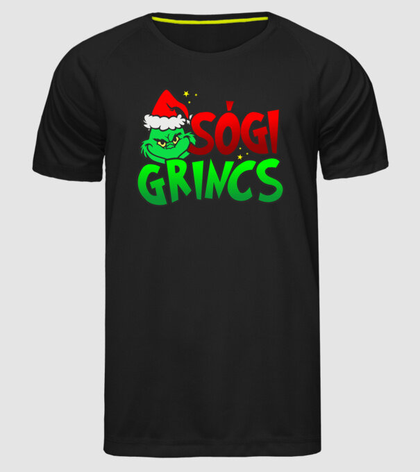 Sógi grincs minta fekete pólón