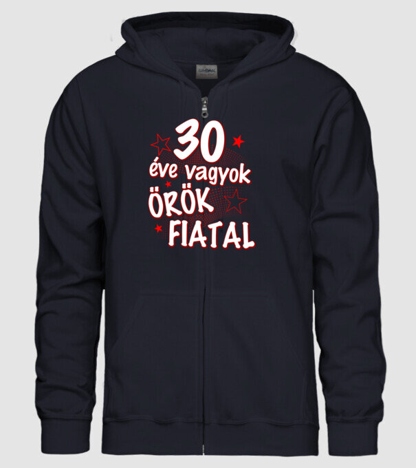 30 éve vagyok örök fiatal minta sötétkék pólón