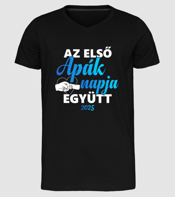 Első apák napja együtt minta fekete pólón