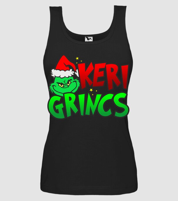 Keri grincs minta fekete pólón