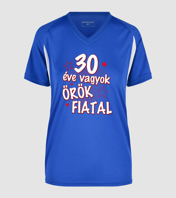30 éve vagyok örök fiatal minta királykék pólón