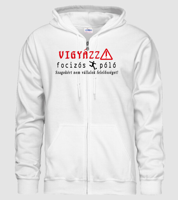Vigyázz! Focizós póló minta fehér pólón