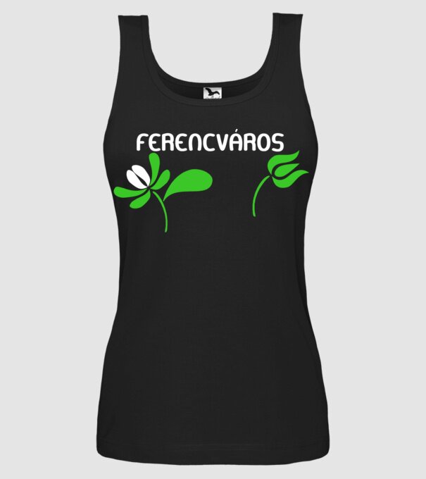 Ferencváros feliratú népi minta minta fekete pólón