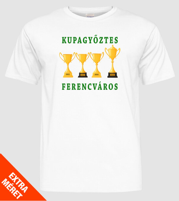 Kupagyőztes Ferencváros minta fehér pólón
