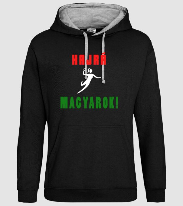 Hajrá, magyarok! Női kézilabda minta minta fekete pólón