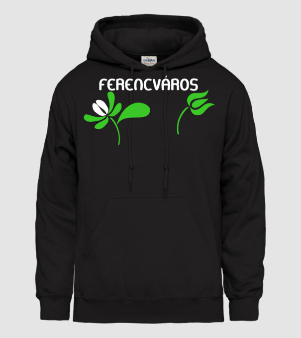 Ferencváros feliratú népi minta minta fekete pólón