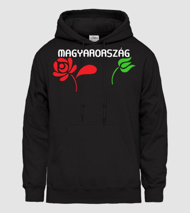 Népi Magyarország feliratú minta minta fekete pólón