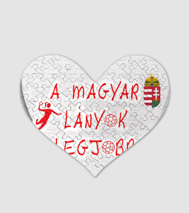 A magyar lányok a legjobbak! Női kézilabda piros minta fehér pólón