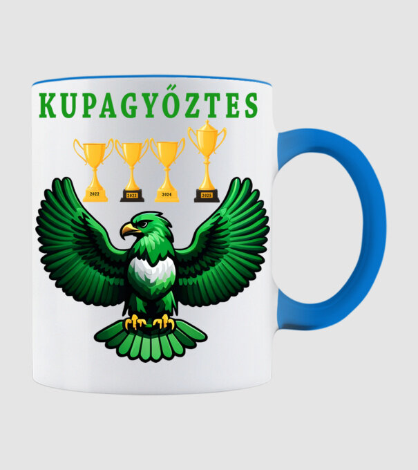 Kupagyőztes zöld sas minta világoskék pólón