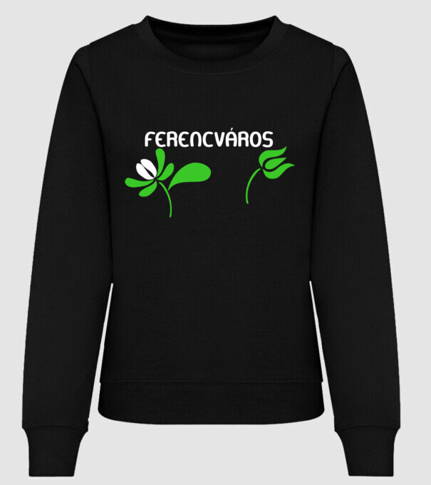 Ferencváros feliratú népi minta minta fekete pólón