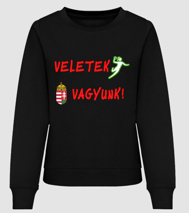 Veletek vagyunk! Női kézilabda minta minta fekete pólón