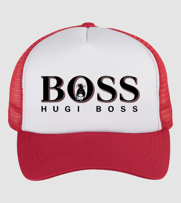 HugiBoss minta fehér/piros pólón