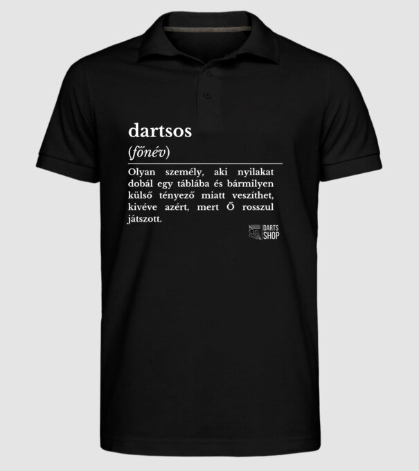dartsos V2 minta fekete pólón