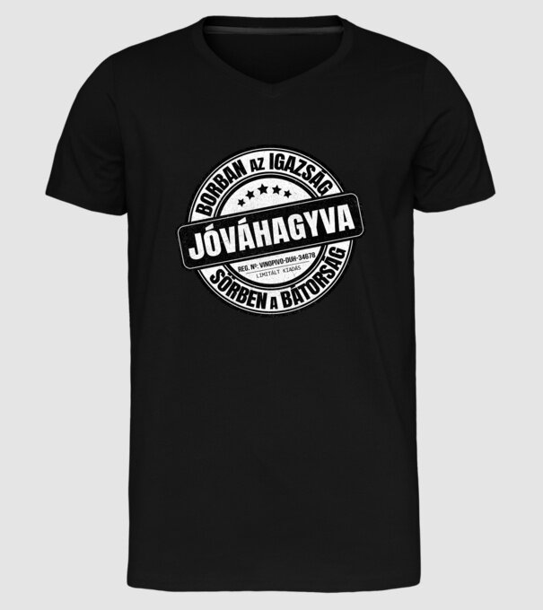 Jóváhagyva bélyegző - borban az igazság minta fekete pólón