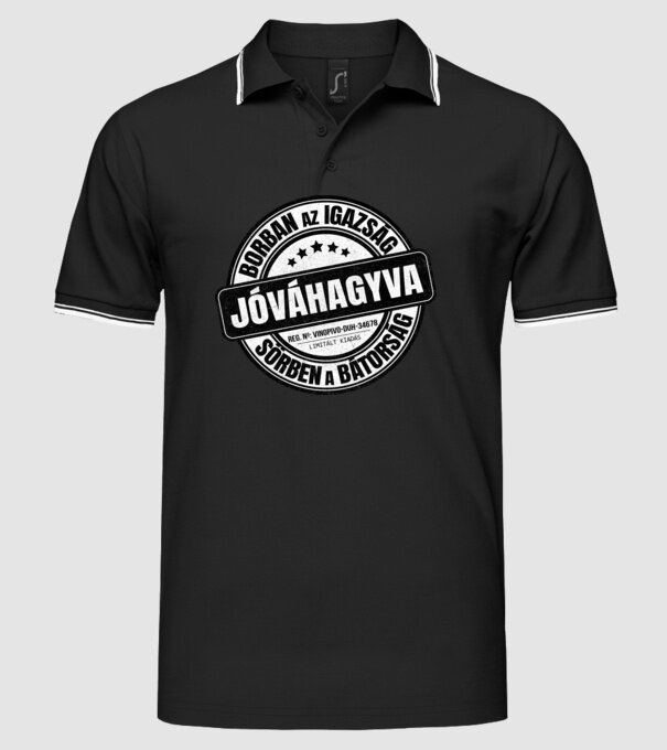Jóváhagyva bélyegző - borban az igazság minta fekete pólón