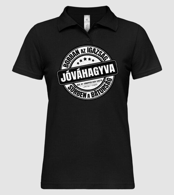 Jóváhagyva bélyegző - borban az igazság minta fekete pólón